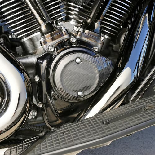 Arlen Ness Carbon Fiber Cam Cover – montiert am Harley-Davidson-Motor